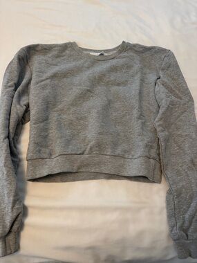 ASTR the Labor Heather Gray Cropped Crewneck Sweatshirt